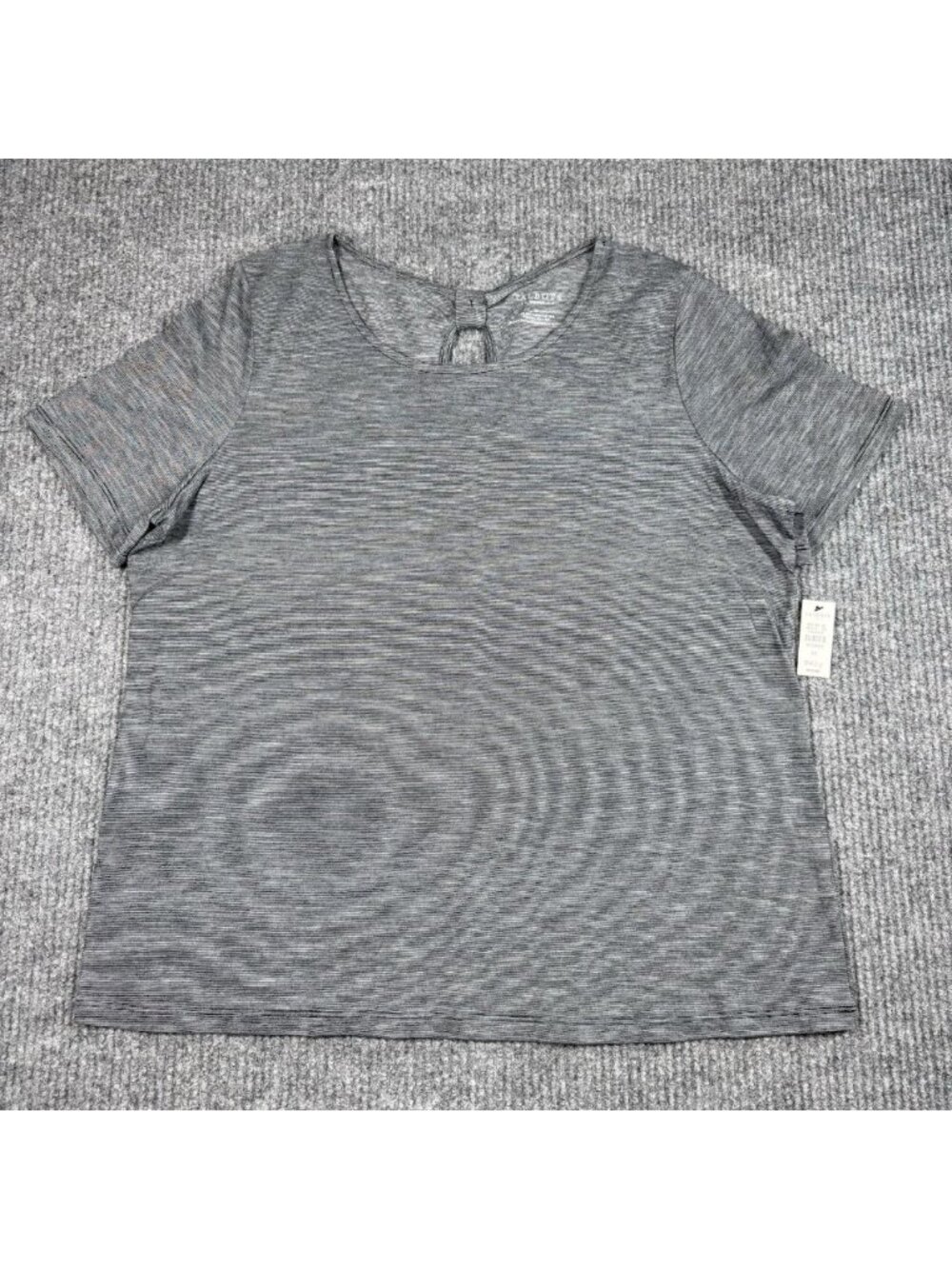 Talbots Keyhole Back Top Womens 1X Heather Gray Short Sleeve Scoop Neck Classic
